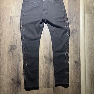 Men's Black Embellished Skinny Jeans